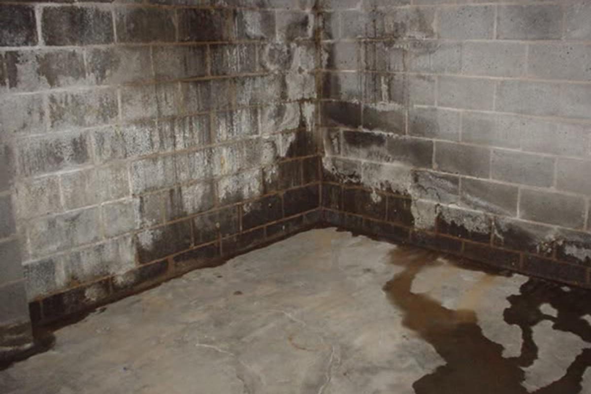 Leaking concrete block foundation