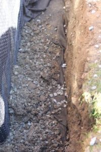 Backfilling of excavation after waterproofing