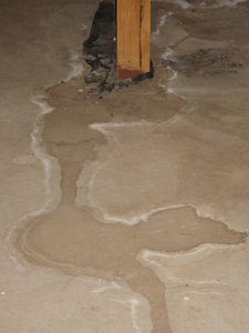 water staining of basement floor