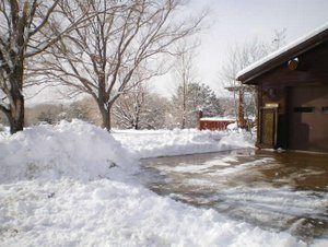 snow around a home