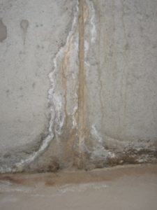 Leaking crack in poured concrete foundation
